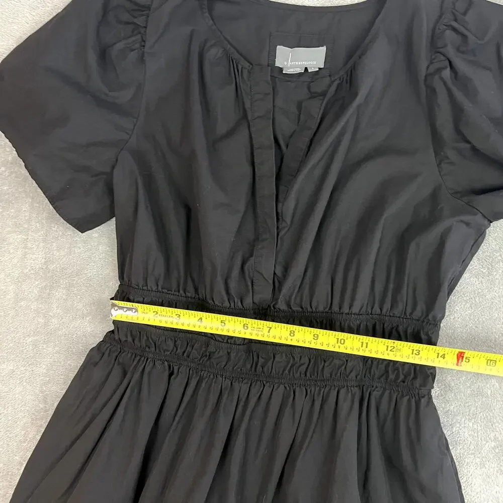 Anthropologie Somerset Mini Dress Womens L Black Tiered Boho Peasant - Picture 9 of 10
